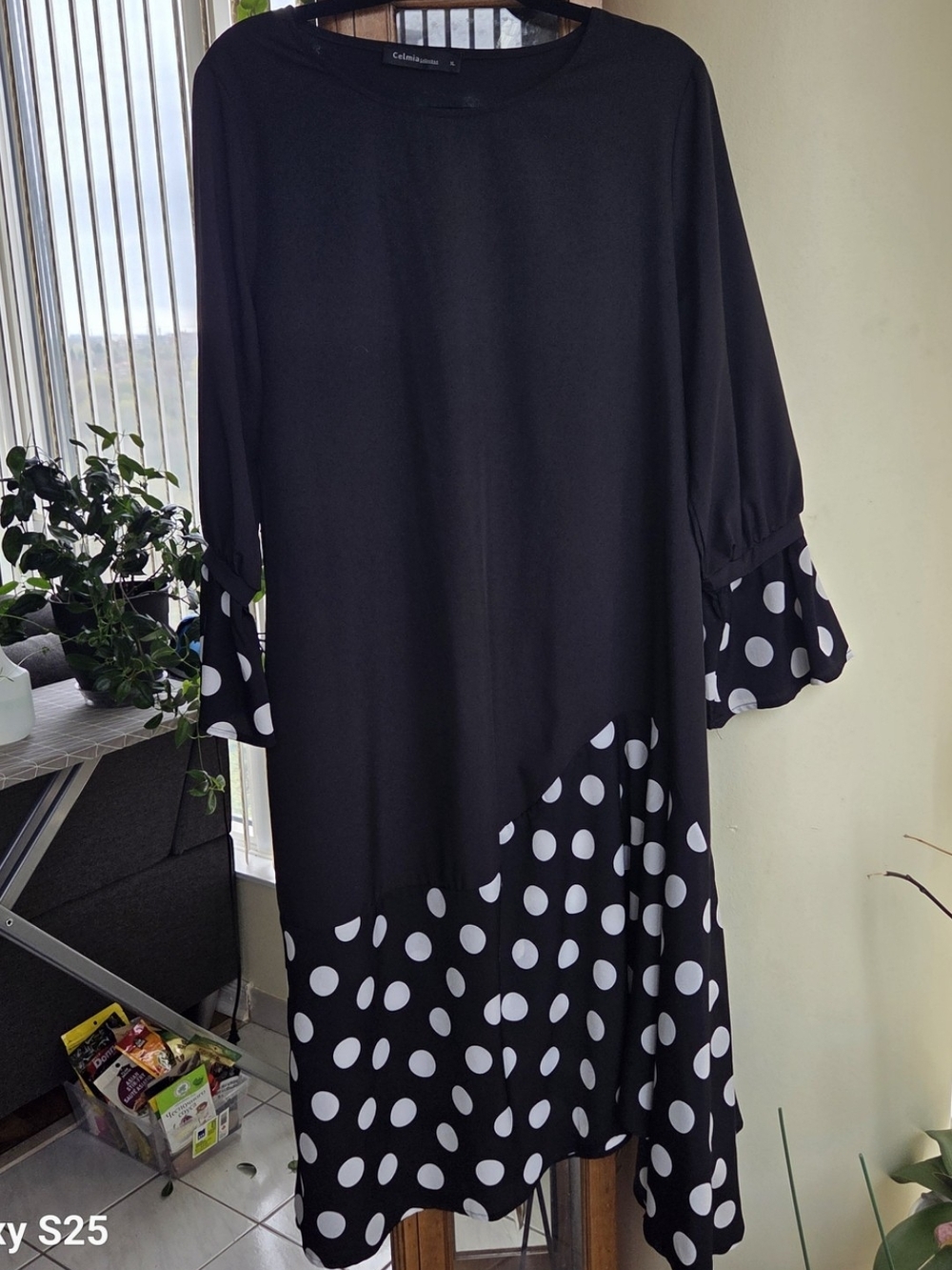Elegant Asymmetrical Polka Dot Dress  Xl